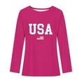 thumbnail image 3 of Tdoqot Womens Oversized T Shirts Tops- Casual Crewneck Long Sleeve Fashion USA Graphic Tee Hot Pink Size M, 3 of 3