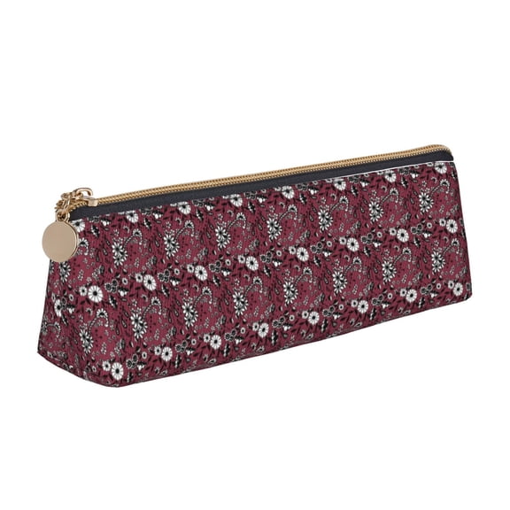 Xecao Daisies Flowers Print Leather Pencil Case -Stationery Bag Pen Holder for Work & Office