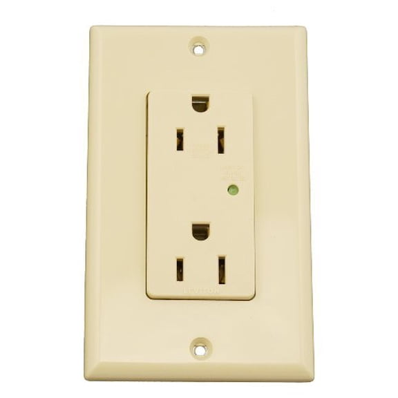 Leviton 5280-I Ivory Industrial Grade 15A 125V Decora Plus Duplex Surge Receptacle With Indicator Light