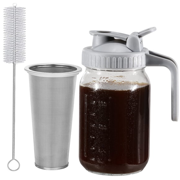 Jarra de cristal Glyntrof para hacer café en frío, 950 ml, con filtro