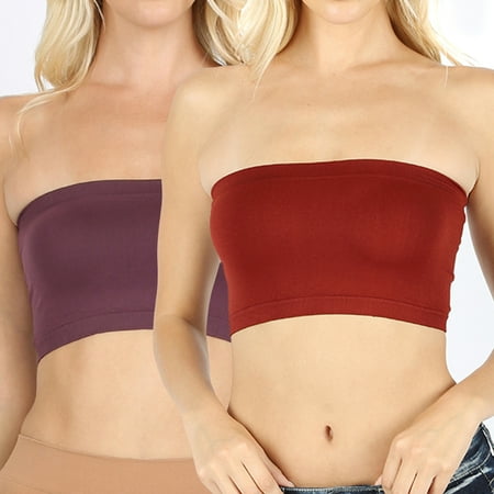 

Women & Juniors One Size Strapless Seamless Stretch Bandeau Tube Bra Top (No Pad)
