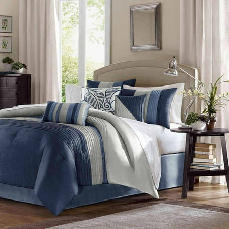 Salem 7 Piece Comforter Set- Navy (Cal King)