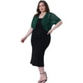 thumbnail image 3 of DARING DIVA Women's Plus Cropped Cardigans Floral Lace Bolero Shrugs 2X Dark Green, 3 of 6