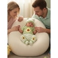 thumbnail image 4 of BemeyourBBs 3Pcs Newborn Baby Boy Girl Avocado Outfit Infant Summer Clothes Short Sleeve Avocado Embroidery Romper Elastic Waist Striped Pants Set Hat, 4 of 8