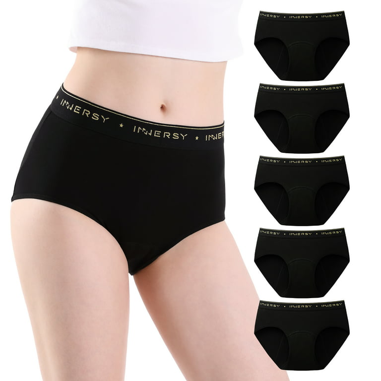INNERSY Period Underwear High Waist Cotton Postpartum Womens Menstrual  Panties 5 Pack 