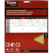 Task Tools SA16080 9-Inch by 11-Inch Signature Aluminum Oxide Sandpaper, 80 Grit, 5-Pack
