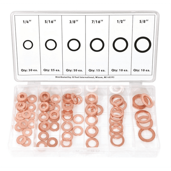 K-Tool 89 110-pc Copper Washer Assortment (Ranging from 1/4" to 5/8")