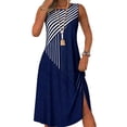 thumbnail image 3 of Rvasteizo Striped Print Casual Dresses for Women Round Neck Sleeveless Patchwork Thin Summer Casual Outfit, 3 of 5