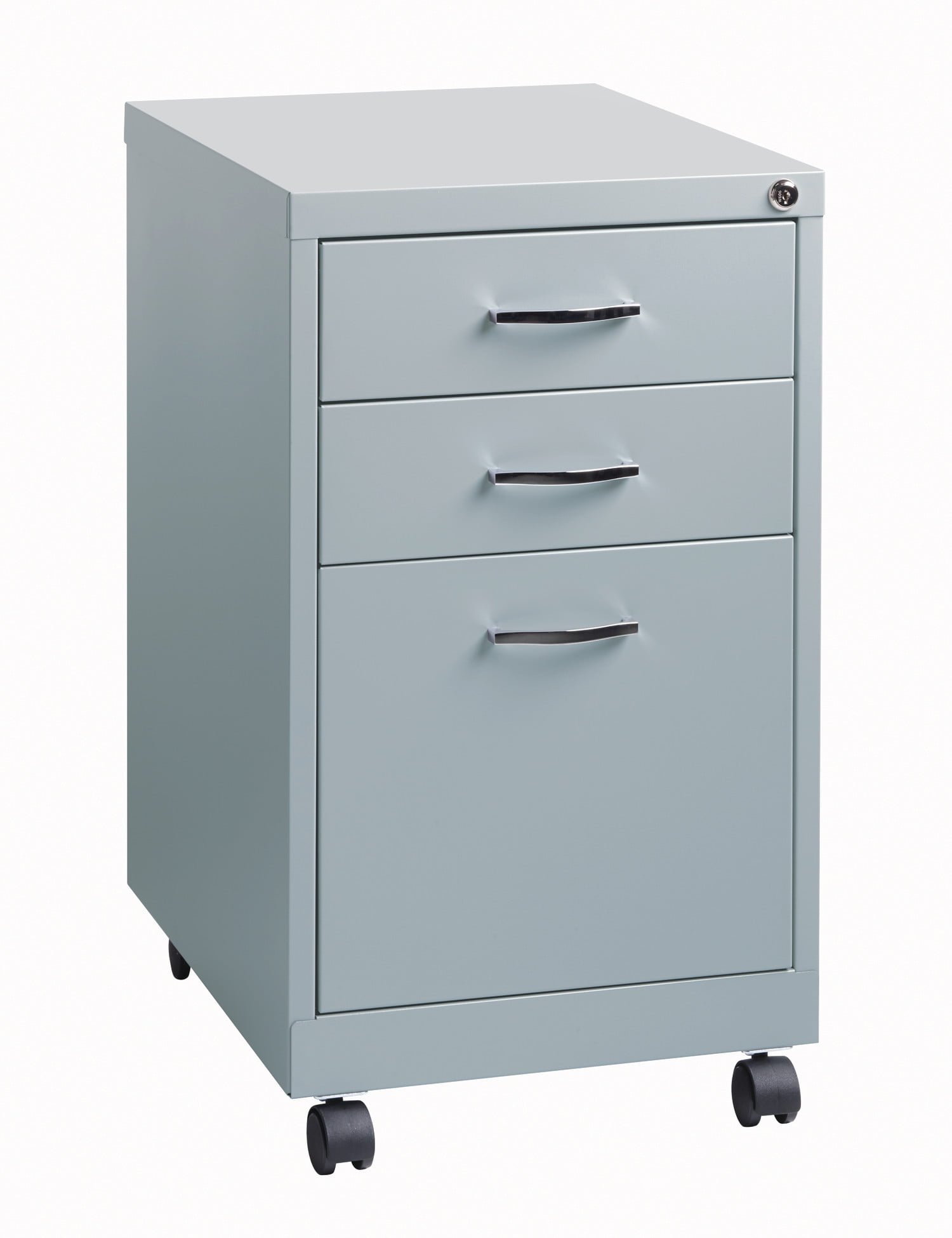 3 Drawers Mobile Pedestal File Cabinet Office Storage Filing Cabinet Except for 5 Castors Under Desk Fully Assembled Metal Lockable System MOOSENG