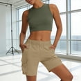 thumbnail image 7 of Qgtaibl Women's Cargo Shorts Elastic High Waisted Quick Dry Hiking Shorts with Multi Pockets Loose Fit Lightweight Outdoor Bermuda Shorts Khaki XL, 7 of 7