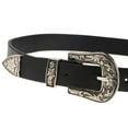 thumbnail image 4 of Faux Leather Belt with Double Floral Embossed Buckle Vintaje Women', as described, 4 of 10
