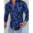 thumbnail image 1 of Camisa de hombre con patrón abstracto, cuello para exteriores, calle, manga larga, botones estampados, ropa de diseñador de moda, informal, transpirable, 1 of 6