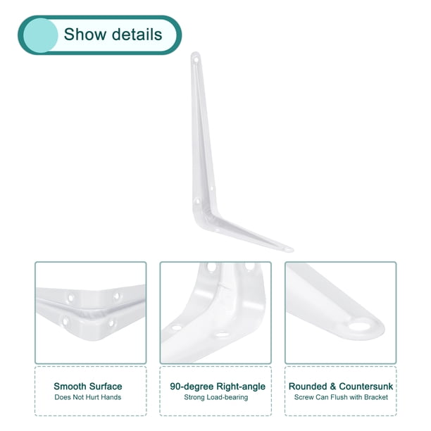 Wideskall 20-Pack White Metal Shelf Corner Brackets – 3x4 Inch, Wall Mountable, 35lb Capacity