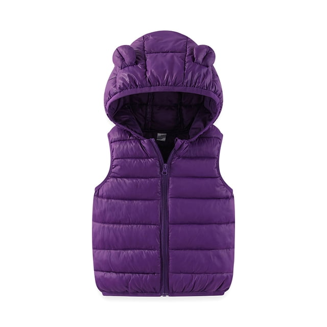 Cowsor Baby Boys Girls Hooded Puffer Vest Winter Lightweight Sleeveless Bear ears Zipper Up Jacket