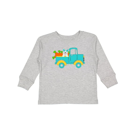 Inktastic Cute Easter Bunny in Blue Truck with Carrots Boys or Girls Long Sleeve Toddler T-Shirt
