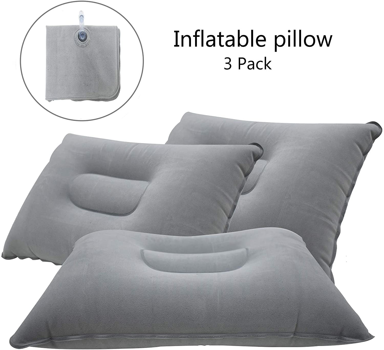 Camping Pillow Ultralight Inflatable Pillow for Neck Lumber Support Backpacking Hiking 2 Pack Gray Ultralight Inflatable Pillow Inflatable Pillow Washable Travel Air Pillows for Camping