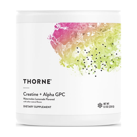THORNE Creatine   Alpha GPC - Micronized Creatine Monohydrate Powder - Support for Muscles & Cognitive Function* - For Women & Men - Watermelon Lemonade - NSF Certified for Sport - 30 Servings
