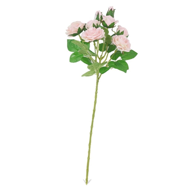 Flores De Rosas Artificiales 8 Cabezas Plástico Ramo Arreglo Floral Adorno Para Jarrones Boda Rosa blanco