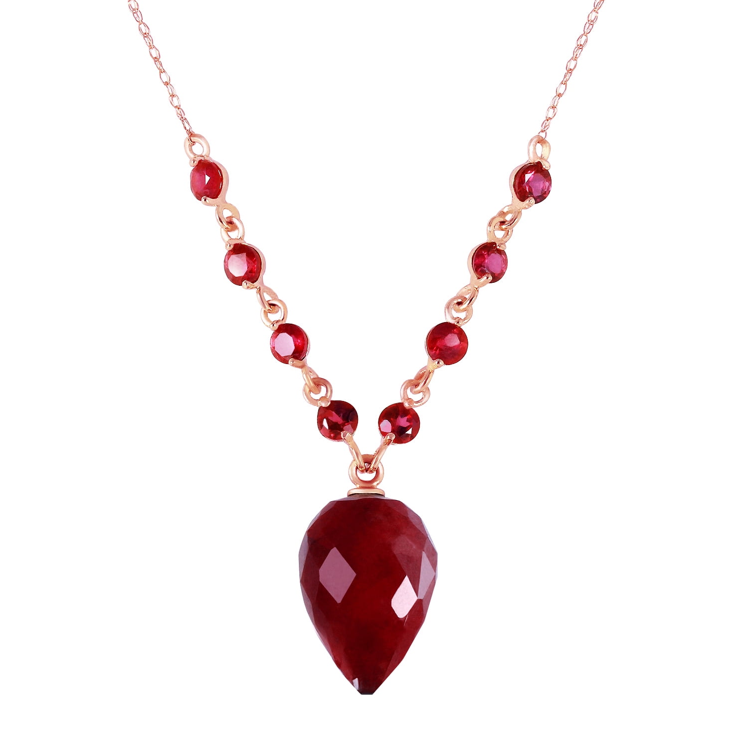 Galaxy Gold 14K Solid Gold Natural Ruby Drop Pendant Necklace for Women - Rose Gold Fine Jewelry