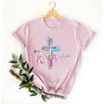 thumbnail image 5 of AGWOLF Easter Shirts for Women Christian T-shirts Short Sleeve Colorful Cross Print Tee Tops Religious Quotes Shirt Womens Easter T Shirts, 5 of 6