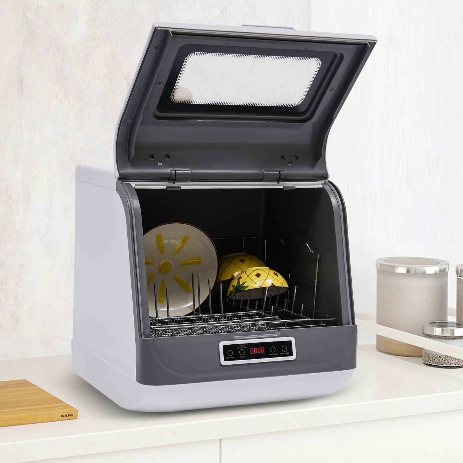 110V 800W Countertop Dishwasher with 3 Wash Modes ,Stainless Steel Portable Mini Dishwasher,Space-Saving,Ideal for Small Kitchens & RVs