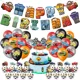thumbnail image 1 of Decoración para fiesta de cumpleaños de Disney Cars Lightning Mcqueen, globos, vajilla, vasos, platos, servilletas, suministros para fiestas de bienvenida al bebé, 1 of 1