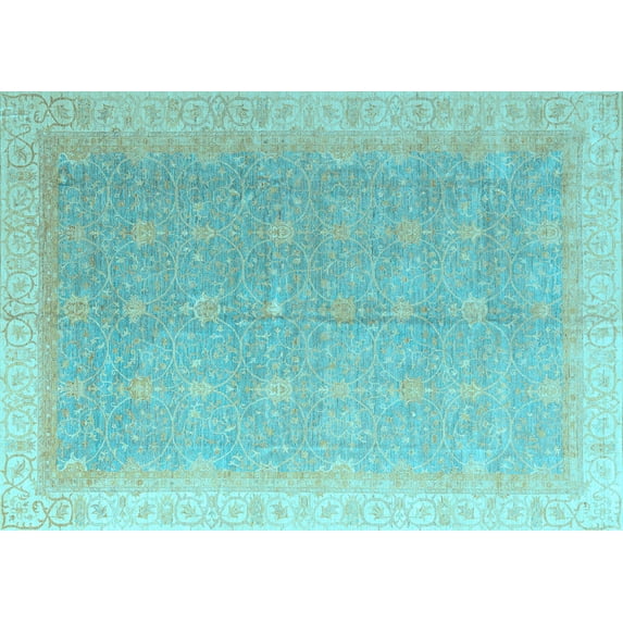 Ahgly Company Indoor Rectangle Oriental Light Blue Modern Area Rugs, 2' x 4'