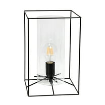 Lalia Home Decorative Black Framed Table Lamp -Clear Cylinder Glass Shade, Large