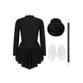 thumbnail image 2 of TTAO Robe Aguichant de Smoking pour Femmes Manches Longues Mini Robe Justaucorps de Magicien Danse Ballet Noir P, 2 of 7