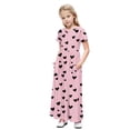 thumbnail image 2 of Spazoro Girls Maxi Dress with Pockets, Love Print A-Line Short Sleeve Crew Neck Casual Summer Dresses for Girls Pink Size 4, 2 of 9