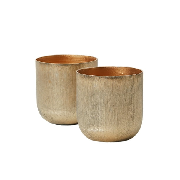 Serene Spaces Living Set of 2 BrushedGold Vases