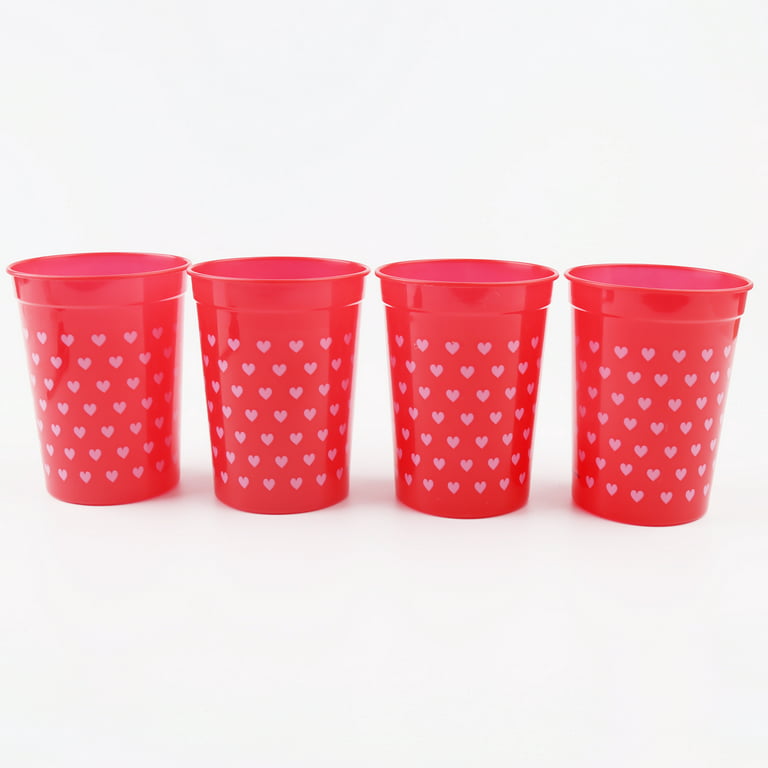 WILLBOND 60 Pcs Valentine's Day Plastic Reusable Cups 16 oz Happy  Valentine's Day Plastic Cups Valentine Heart Red Tumblers Cups Red Plastic  Cups for