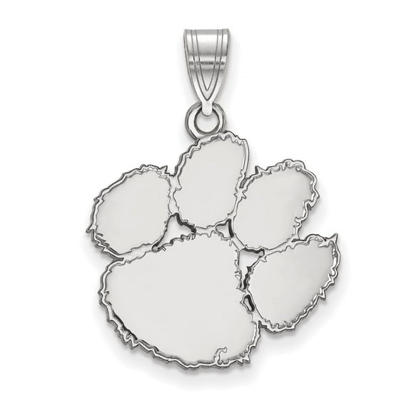 Auriga Fine Jewelry 925 Sterling Silver Rhodium-plated Clemson Tiger Paw Pendant for Women (L-27 mm, W-20 mm)