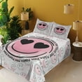 thumbnail image 2 of Ambesonne Emoji Fitted & Top Sheet Set with Sham, Funny Face Pink Power Writing, Off White Pale Pink Black, 2 of 5
