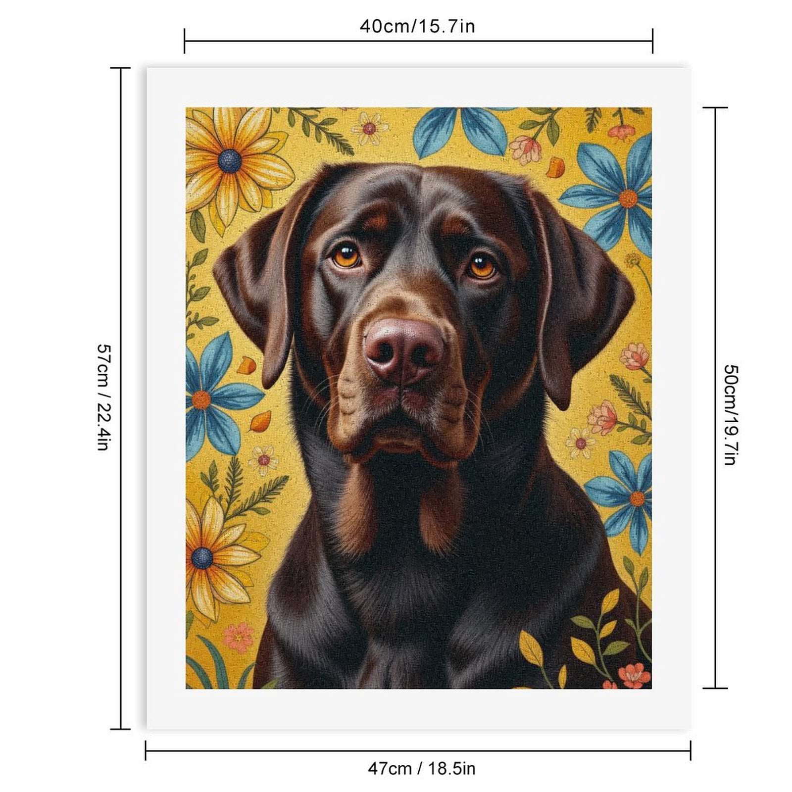 Paint By Numbers Kit for Adults Beginner - Dog Floral Portrait Art Yellow DIY Canvas Painting Kits for Adults, Frameless Paint By Number for Adults for Home Wall Decor 16x20 Inch