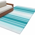 thumbnail image 2 of 3'x5' Area Rugs, Turquoise Ombre Stripe Indoor Outdoor Area Rug for Living Room Bedroom, Farmhouse Simple Striped Washable Bathroom Rugs Kitchen Floor Carpet Mats Home Decor Aesthetic, 2 of 8