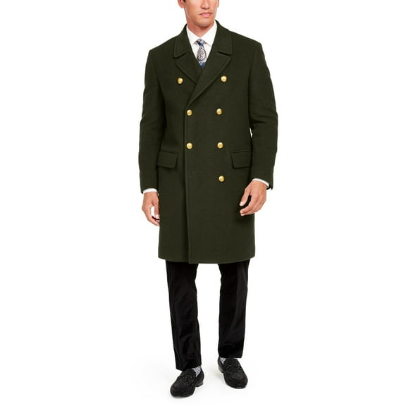 Tallia Orange Men’s Slim-Fit Solid Overcoat (Green, S)
