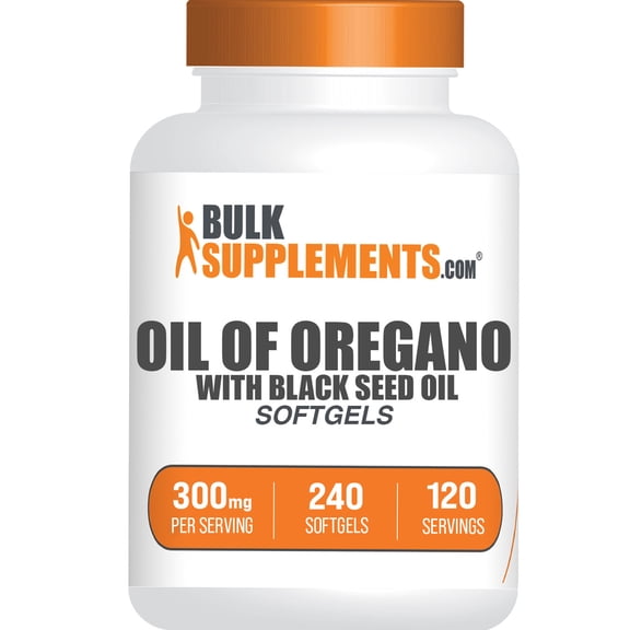 BulkSupplements Oil of Oregano with Black Seed Oil Softgels - Herbal Supplement - 240 Softgels (120 Servings)