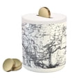 thumbnail image 1 of Abstract Piggy Bank, Murky Marble Rock Motifs with Fractal Abstract and Print, Ceramic Coin Bank Money Box for Cash Saving, 3.6" X 3.2", Grey White, by Ambesonne, 1 of 4