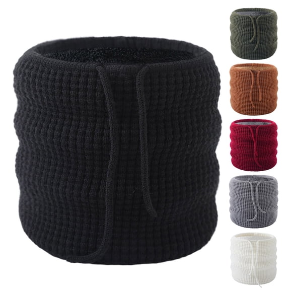 Gymayou Drawstring Knit Neck Gaiter for Men Women Fleece Lined Thermal Tube Neck Warmer Windproof Cold Weather Neck Cover Scarf