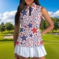 thumbnail image 3 of Jeiento Matching Golf Shirts for Couples Men's Zipper Shirts for Work Business Sport Patriotic Star Design Casual Breathable Sleeveless Tennis Shirt for Women, Women's XS, 3 of 7