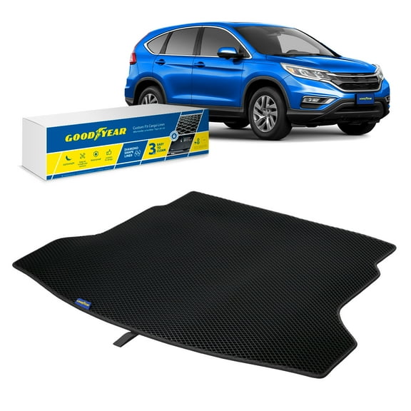 Goodyear Custom Fit Cargo Mat Liner for Honda CR-V 2012-2016 - Heavy Duty Trunk Liner Dimond Shape Luggage with Waterproof Liquid  Dirt Trapping Technology - Anti-Slip Cargo Liner-GY004531