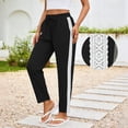 thumbnail image 4 of Mifsaly Linen Blend Pants for Women Side Lace Stripe High Waisted Summer Pant Lightweight Breathable Loose Casual Everyday Wear Outfits with Pockets Black,S, 4 of 7