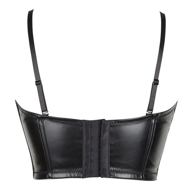 Women's Corset Sexy Black PU Leather Bustier Crop Top Fashion Lady