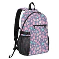 thumbnail image 2 of JIALIOU 14" Laptop Backpack Waterproof Airline Approved Stylish Casual Daypack for Travel Business College Work, Pink Teal Small Flowers, 2 of 8