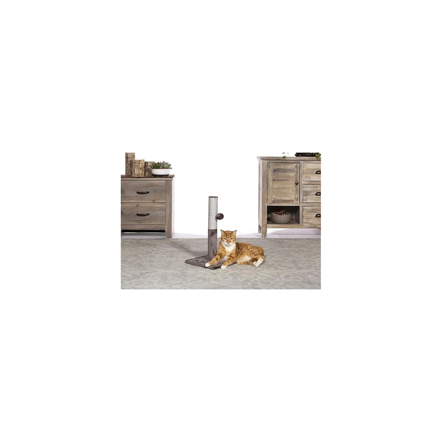 HomeStock Modern Marvel Cat Scratching Post with Sleek Contemporary Design, Durable Materials, Sturdy Base, and Perfect Height for Cats to Scratch-Size:11.63"L x 11.63"W x 20.5"H