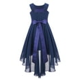 thumbnail image 2 of YONGHS Kids Girls Halter Neck High Low Wedding Bridesmaid Dress A Navy Blue 12, 2 of 7