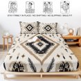 thumbnail image 5 of Full Size Fitted Sheet Set - Boho Black Brown 3 Piece Bedding Sets 16" Deep Pocket Fitted Sheet with 2 Pillowcases Retro Geometric Southwestern Ethnic Brushed Microfiber Hotel Luxury Bed Sheets, 5 of 9