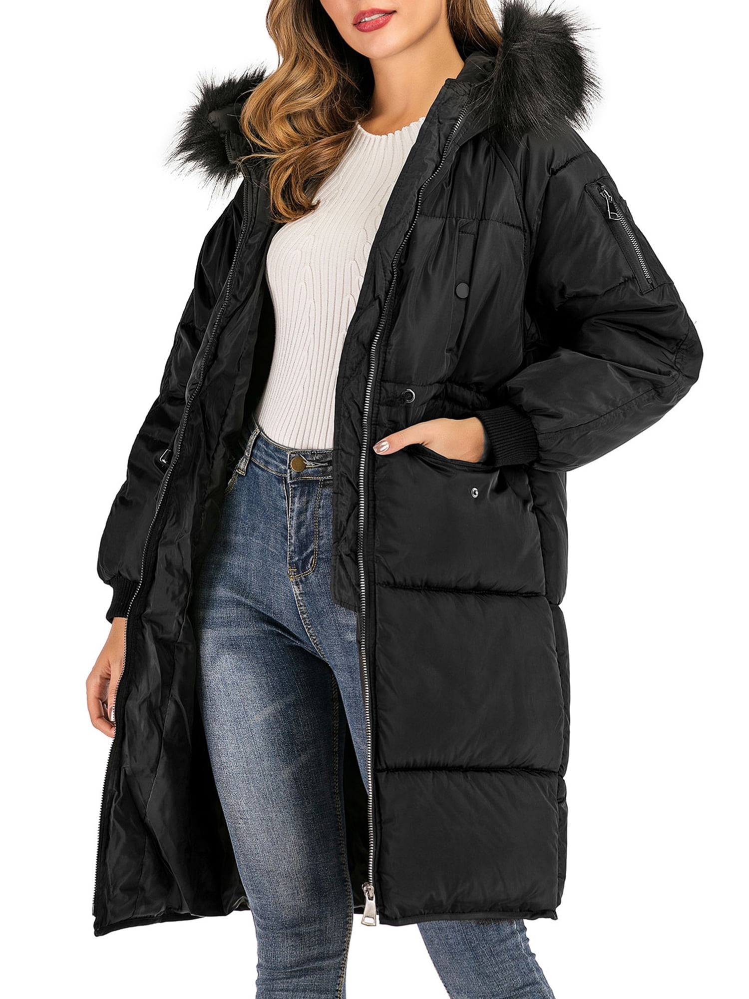 puffer hooded coat womens