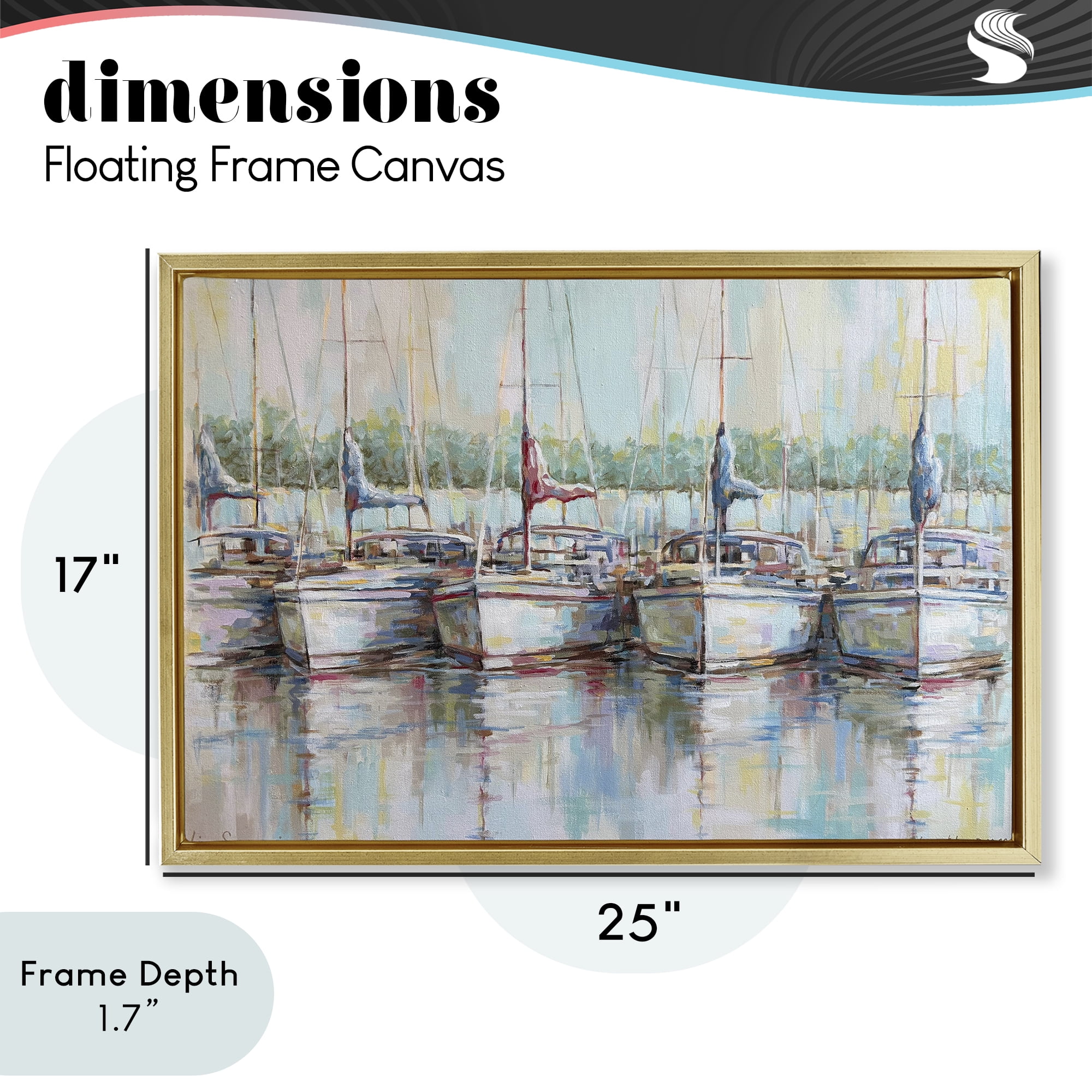 Stupell Industries Morning At The Marina Gold Framed Floater Canvas Wall Art, design by Linda Sperruzzi